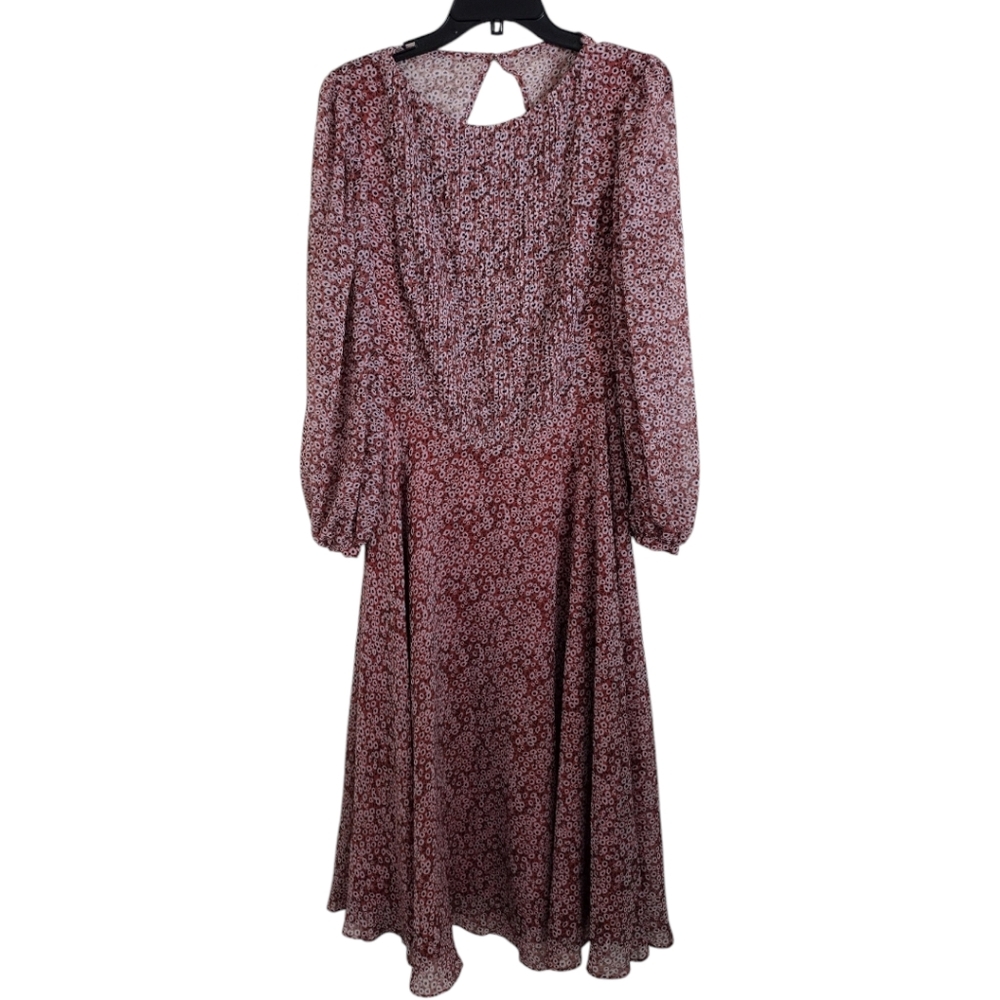 Fame and Partners orange brown multicolor floral custom dress size 6